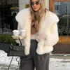 Women’s Fashion Faux Fur Loose Jacket - Elegant Long Sleeve Plush Open Front Coat