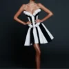 Strapless White Floral A-Line Mini Dress