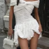 Elegant Off-Shoulder Sleeveless Pleated A-Line Mini Dress